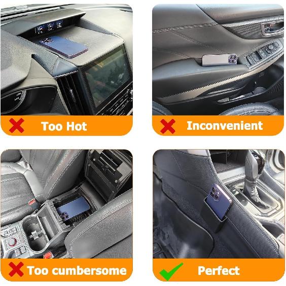 Center Console Organizer Storage Box Cell Phone Pocket Silicone Hook Bag, Bl