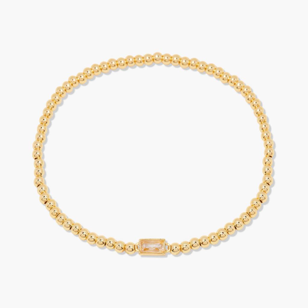 Elegant 18K Gold Plated Stainless Steel Bracelet with Colorful Rectangular Stones, Fashion Jewelry for Women