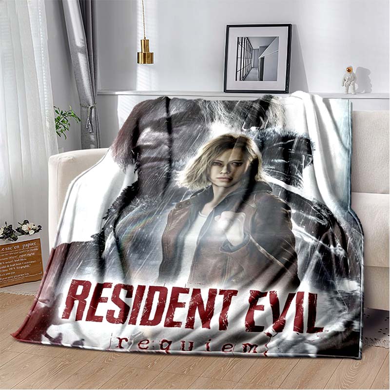 R-Resident Evil Game Gamer Soft Plush Blanket Leon Ada Red Umbrella Blanket for Living Room Bedroom Bed Sofa Picnic Office Cover