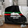 South Sydney Rabbitohs Flannel Blanket Soft All-Season Throw, Design for Camping, Car Travel, Hiking Sofa, Bed, Office Perfect Gift for Parties