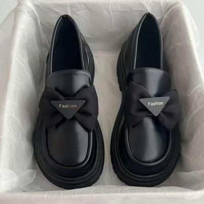 Japanese Jk One-pedal Bow Loafers In the Autumn of 2025 New Thick-soled Heightening Small Leather Shoes Women's British Style