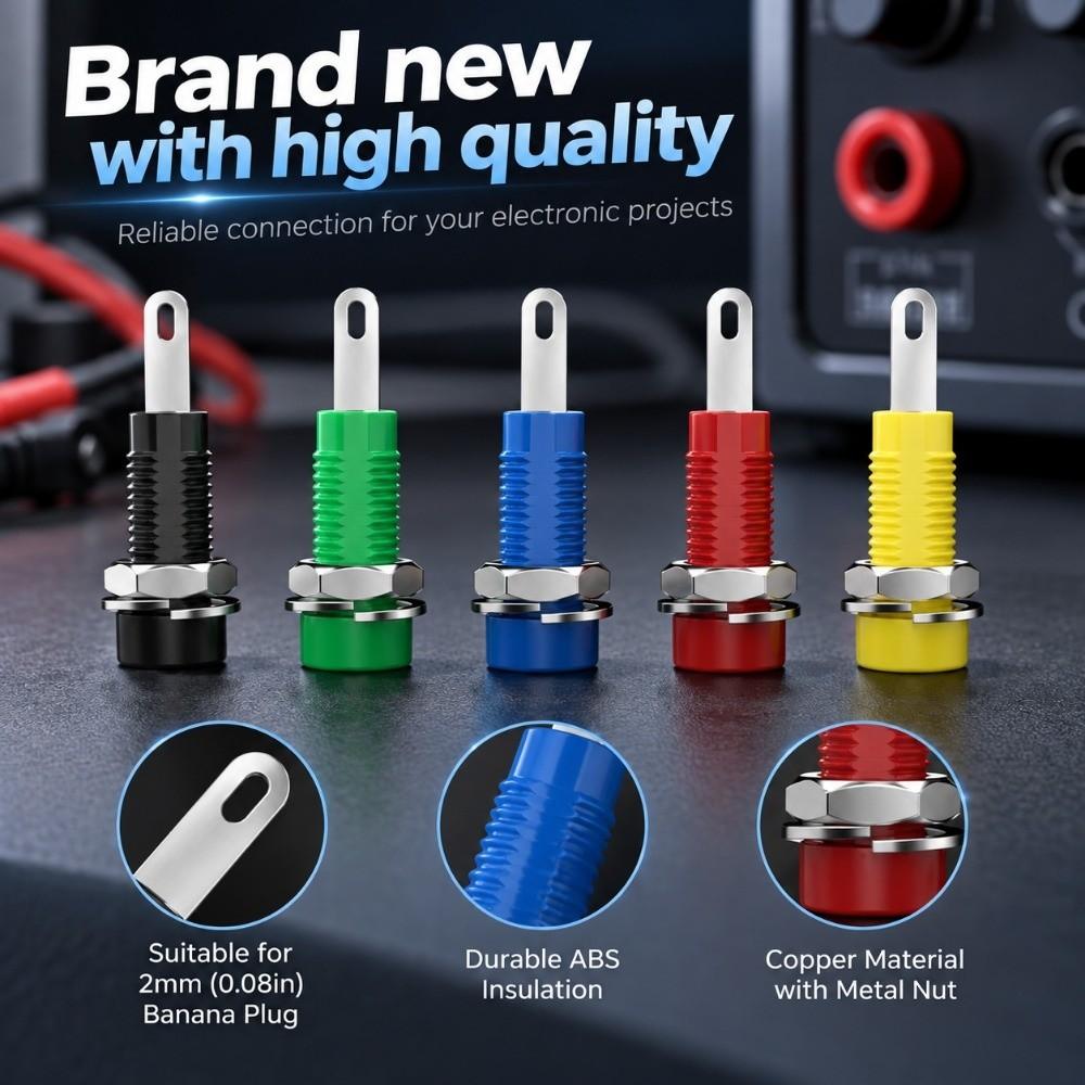 6pcs 24*7.3mm Banana Socket 2mm Terminal Test Hole DIY Parts Jack Electrical Connector