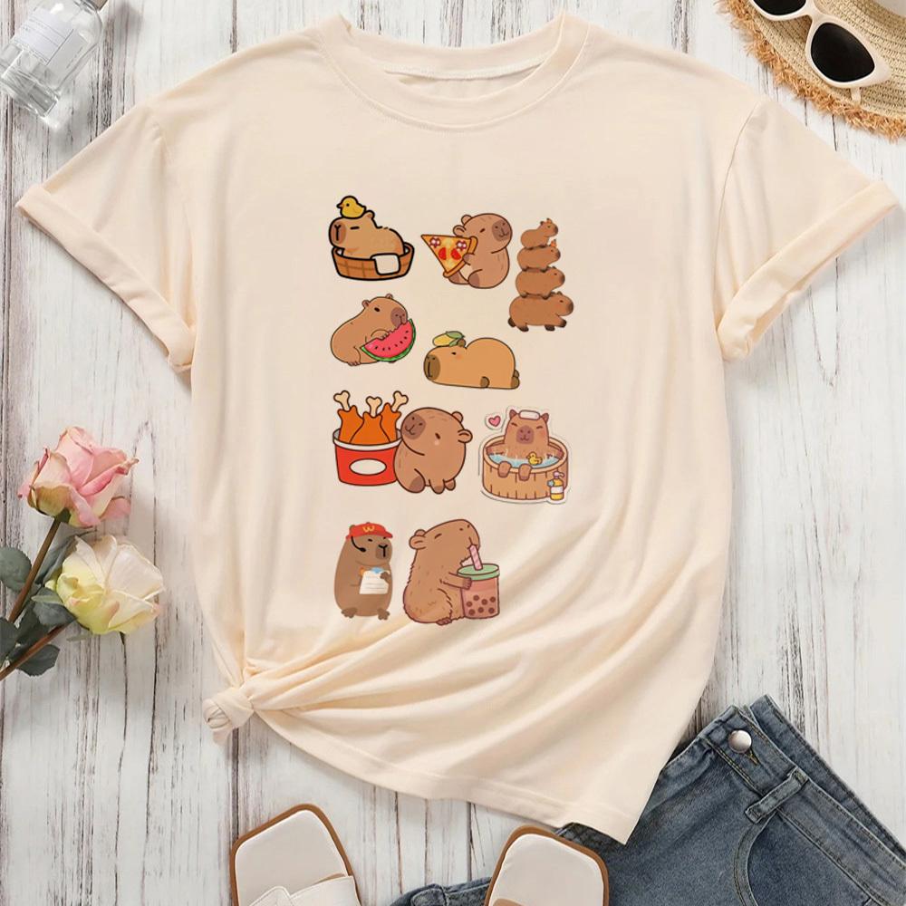 Capybara Kapibara shirt female Breathable kawaii Grunge Trendy top tees Colorful harajuku Y2k Breathable Grunge Comfortable