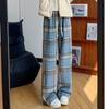 Plaid Pants for Autumn and Winter Plus Velvet Pants for Women Wearing Loose Draped Retro Casual Pants for Women High Waist Wide-leg Pants