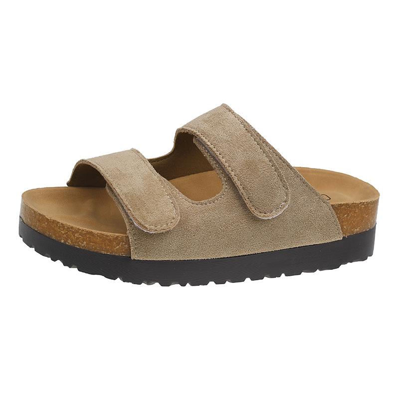 Velcro thick-soled slippers women's summer wear flat-bottomed Boken ugly cool slippers tide