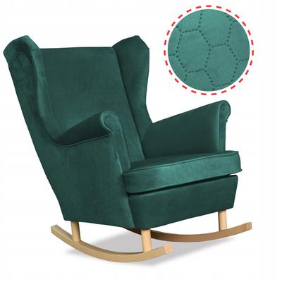 Angelo Rocking Chair, Scandinavian, Family Furniture, Bottle Green Velvet