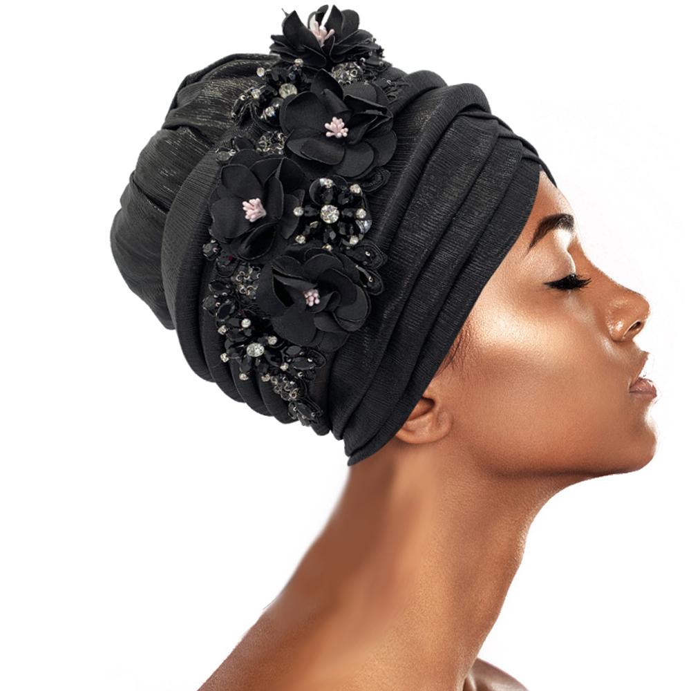 New African Women'S Turban Cap Nigeria Auto Gele Headtie Already Made Wedding Geles Female Head Wraps With Diamond Flower