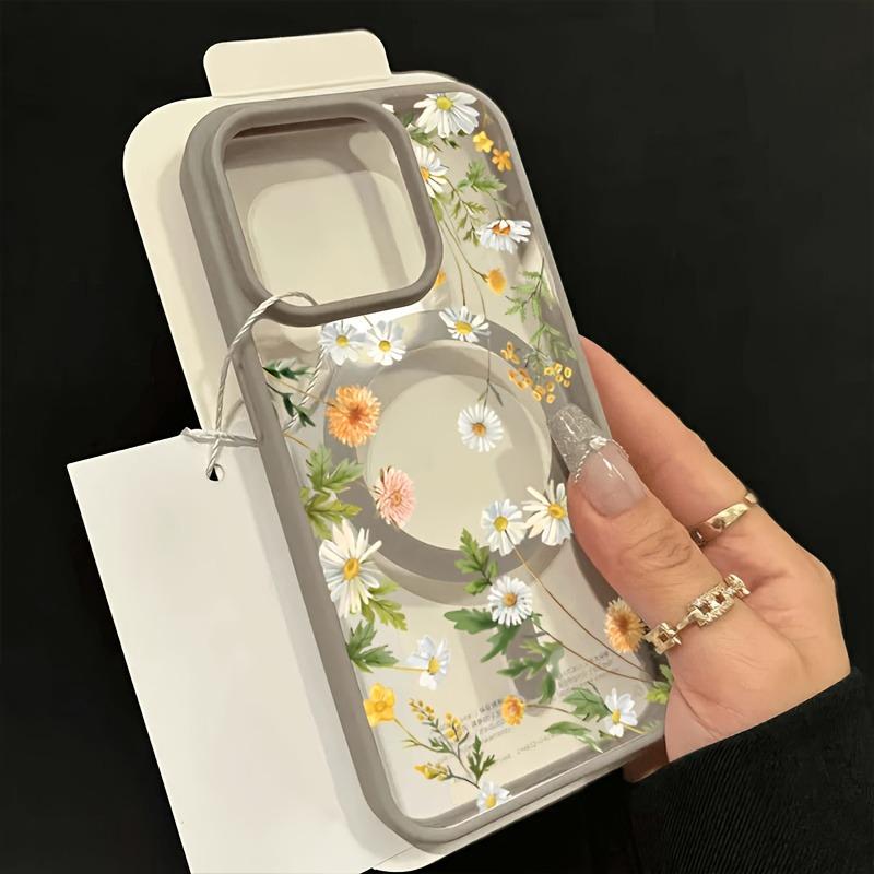 Fresh Small Floral For Magsafe Wireless Charging Phone Case for iPhone 17 16 15 14 13 12 11 Pro Max Plus Air 16E Magnetic Cover