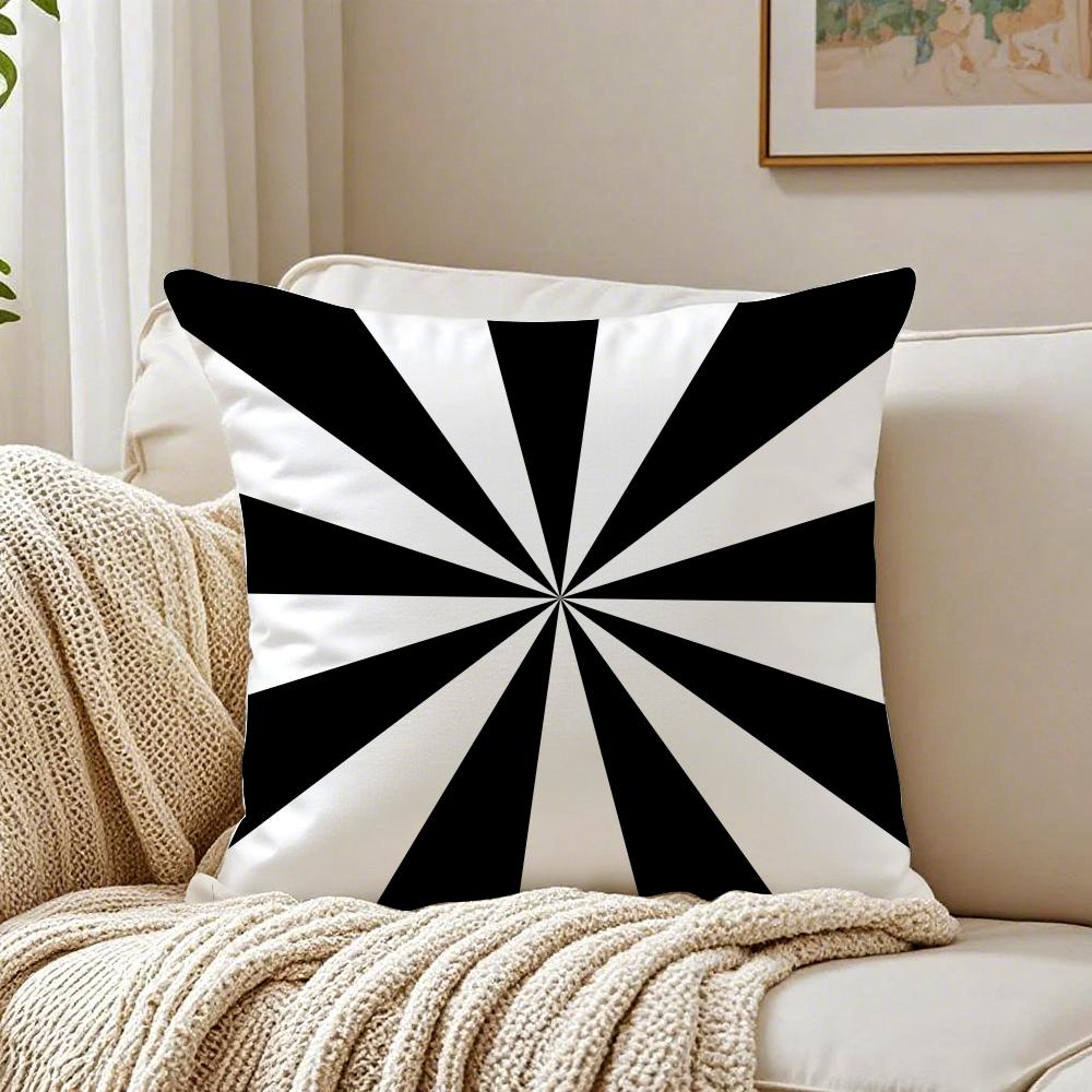 Minimalist Black and White Geometric Lines Cushion Cover Pillowcase Antidustmite Living Room Sofa Decor Cushion Room