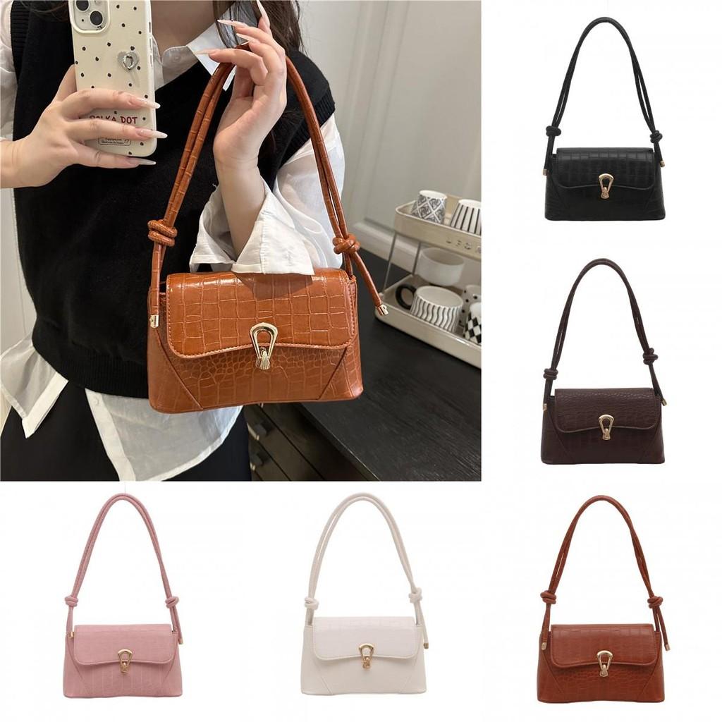 Street Style Trendy Pu Compact Square Shoulder Bag With Shell Shaped Buckle Lock