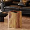 Retro Square Wood Pattern Wastebasket Waterproof Trash Can Bathroom Recycle Bin Large Capacity Garbage Bin Kitchen Accessories