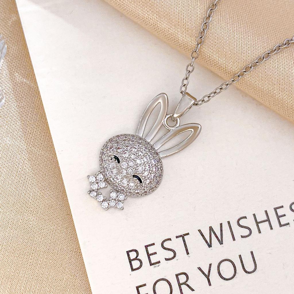 Necklace Cartoon Cute Rabbit Zircon Necklace Accessories Women's Simple Small Fresh Design Sense Fashion Versatile Collarbone Chain