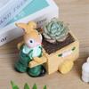 Easter Rabbit Decor Planter Cartoon Bunny Resin Handicraft Succulent Flower Pot Craft Decoration For Shelf Balcony Bedroom