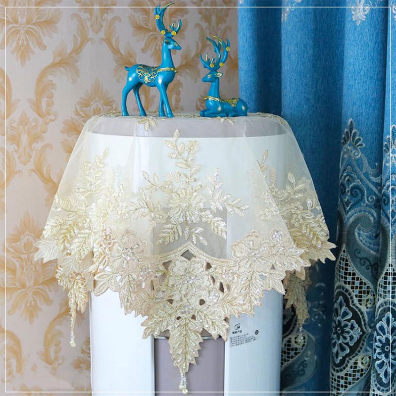 

10 Розкішна Європейська Стиль Ручна Робота Вишивка Бісером Скатертина Меблі Електричний Пилозахисний Чохол Різдвяна Весільна Прикраса 83x83cm