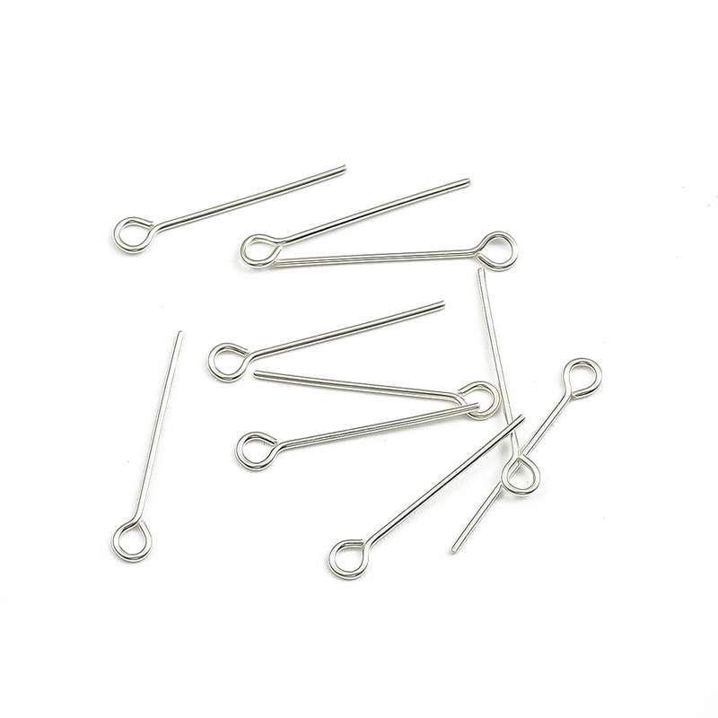 [15-50mm] 925 Sterling Silver Eye Head Pins Flat Head Pins T Shape Needles Ball Head Pins for Jewelry Making DIY 2pcs