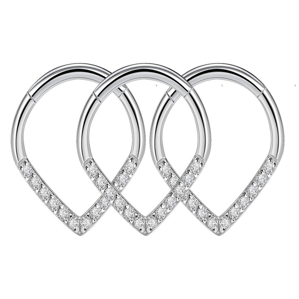 Heart Hinged Nose Ring Hoop Teardrop Septum Hoop Conch Daith Helix Ring Hoops Rook Tragus Ring Lip Ring Cartilage Earrings Hoop