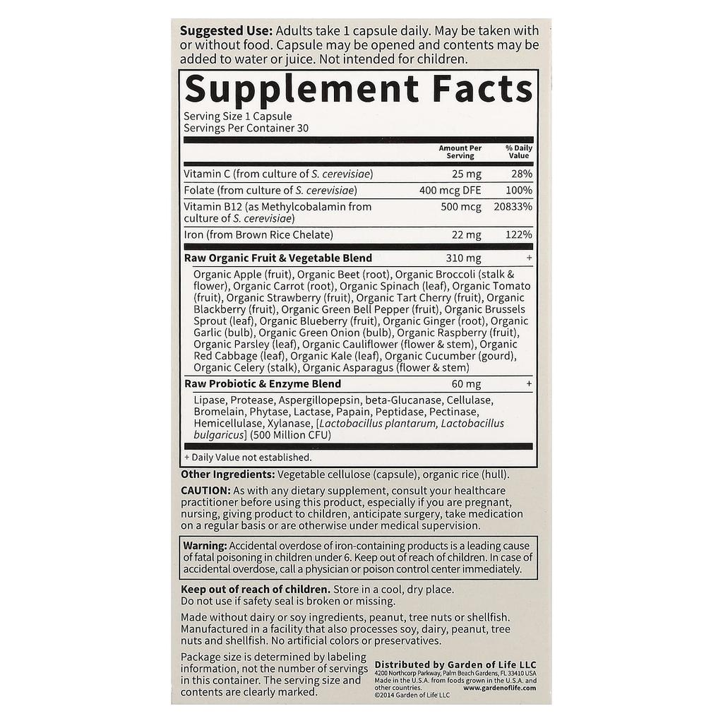 Vitamin Code, Raw Iron, 30 Veggie Capsules