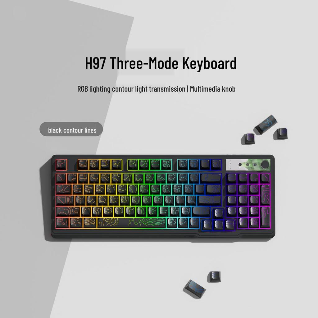 H97 Mechanical Keyboard: Wireless/Wired, RGB, Home/Office/Gaming, Three-Mode Bluetooth for Girls.