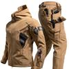 Tactical Waterproof Men Camo Set Soft Shell Fleece Winter Combat Suit Windbreak Warm Multi Pocket Outdoors Training Uniform