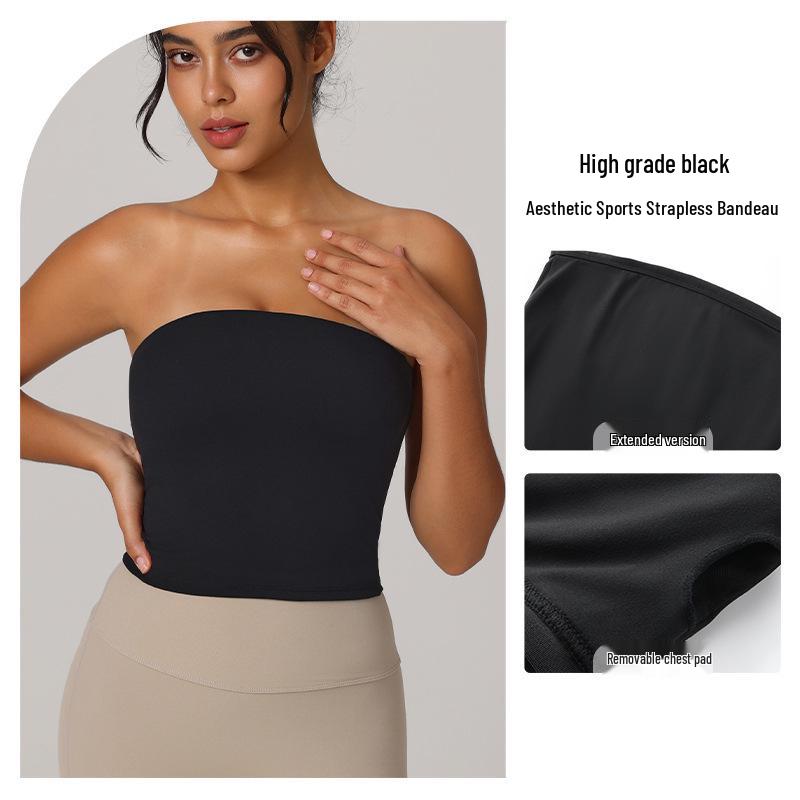 Cross-Border Strapless Quick-Dry Sports Bra with Chest Pads – Breathable Outdoor Yoga Wear