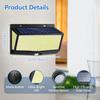 Super Bright 528LED Solar Wall Lamp With Motion Sensor Solar Security Light 3 Lighting Modes Waterproof Powered Floodlights Yard