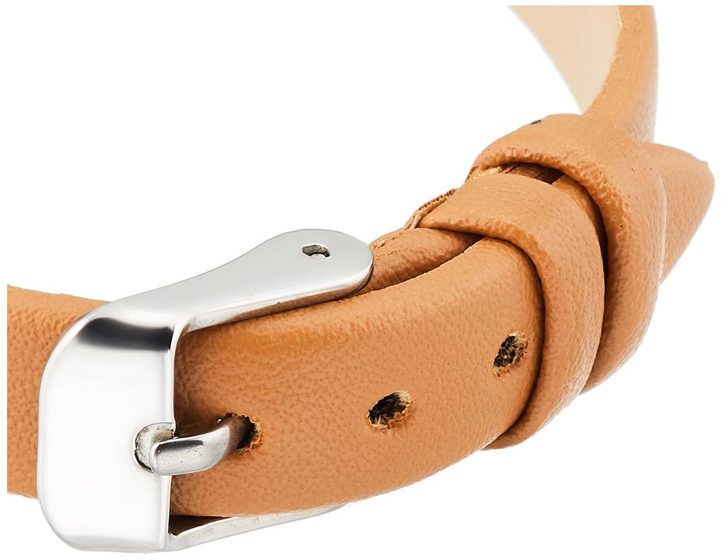 Fieldwork Lovely Analog Watch, Silver with Leather Strap, GY044-5, Women's, Brown