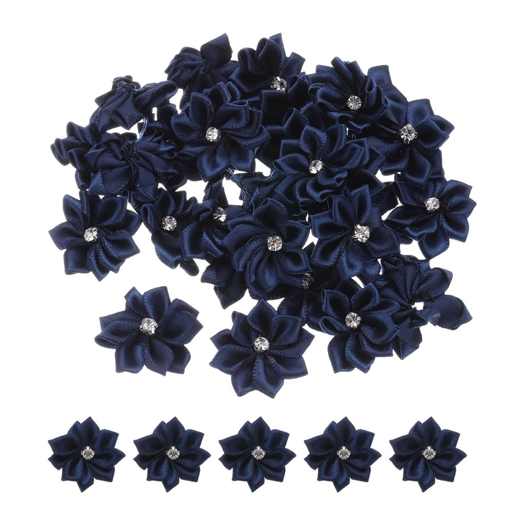 50/150 Pcs Small Ribbon Flowers Satin Ribbon Flowers Mini Fabric Flowers for Crafts DIY Wedding Ornament Appliques 1.2 Inch