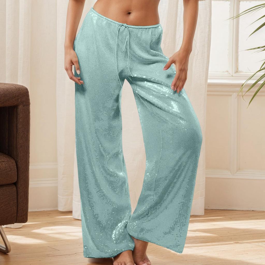 Dames Pailletten Casual Mode Rechte Pijp Losse Wijde Pijp Broek