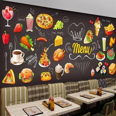 3d Duvar Kağıdı El Boyaması Yemek Duvar Resmi Batı Restoranı Fast Food Restoranı Arka Plan Duvar Dekorasyonu 3d Duvar Resimleri