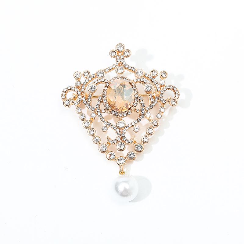 Elegant Retro Zircon Brooch: European & American Court Style Fashion Accessory