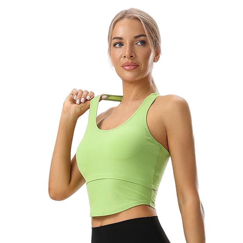 

Женский спортивный бюстгальтер с высокой степенью поддержки с нагрудной вставкой - Ударопрочный топ для йоги и бега Large