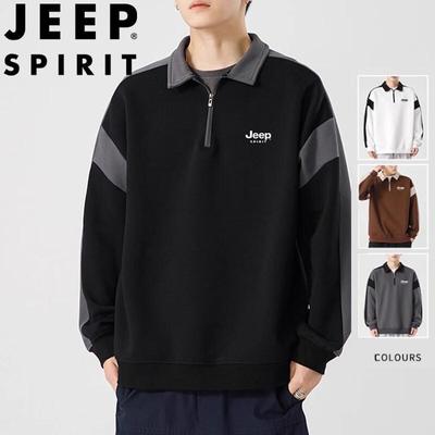 JEEP SPIRIT Men's Half-Zip Polo Collar Pullover