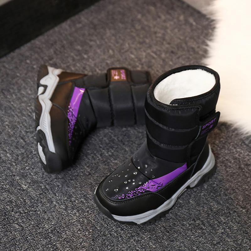 Neue Winter Outdoor Kinder Schneestiefel Prinzessin Elegante Mädchenschuhe Wasserdicht Mädchen Jungen Schneestiefel Kinder Warm Plüsch Knöchelhohe Stiefel