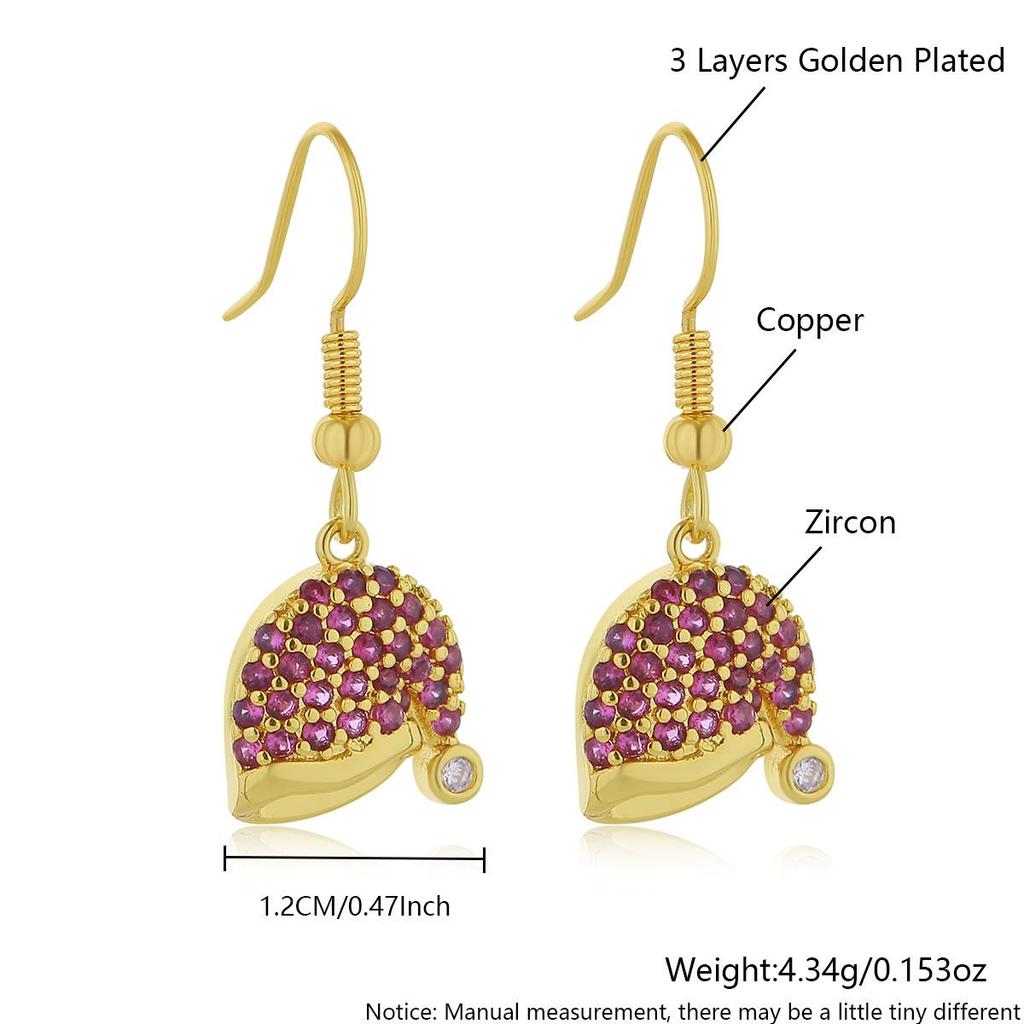 Weihnachts-Ohrringe, 18K Gold-Plattiert: Schneemann, Schneeflocke, Baum & Hut Ohrstecker