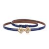 Mei Rhinestone-embellished adjustable women's genuine leather belt - slim cowhide waist belt