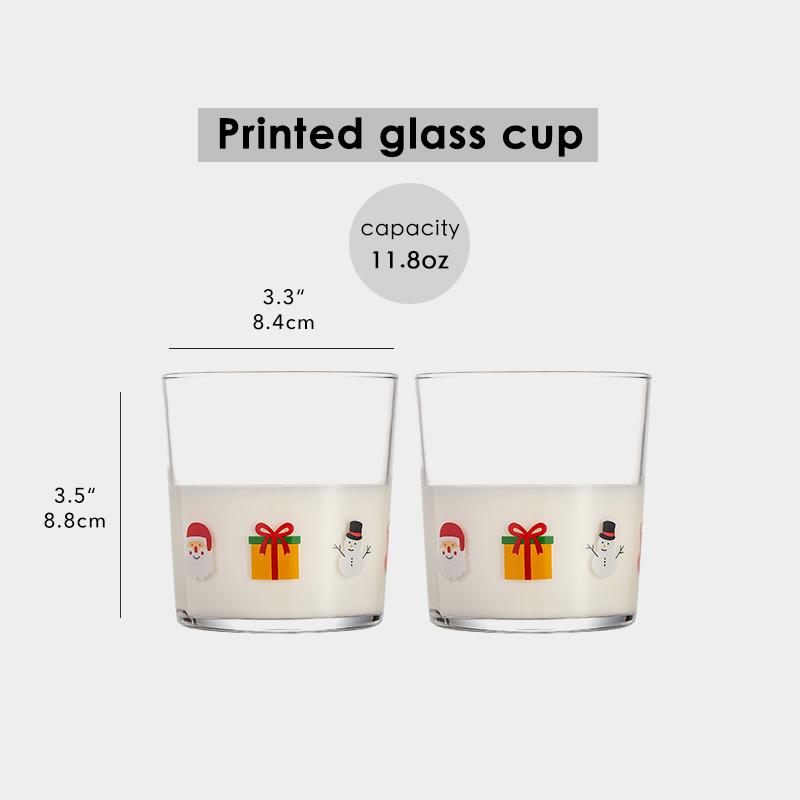 Cute Printed Glass Cups, Drinking Glassware , Bubble Cups for Iced Coffee, Juice, Beverage, Milk, Cocktails, Bubble Tea.