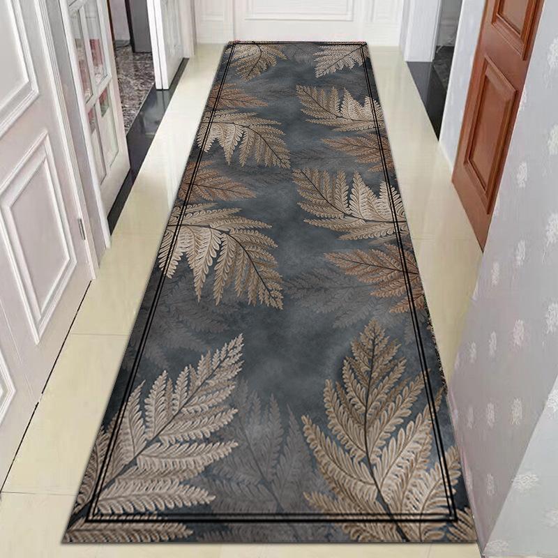 Gray Leaf Geometric Carpet Non-slip Doormat for Hallway Living Room Bedroom Kitchen Balcony Rug Durable Soft Floor Mat