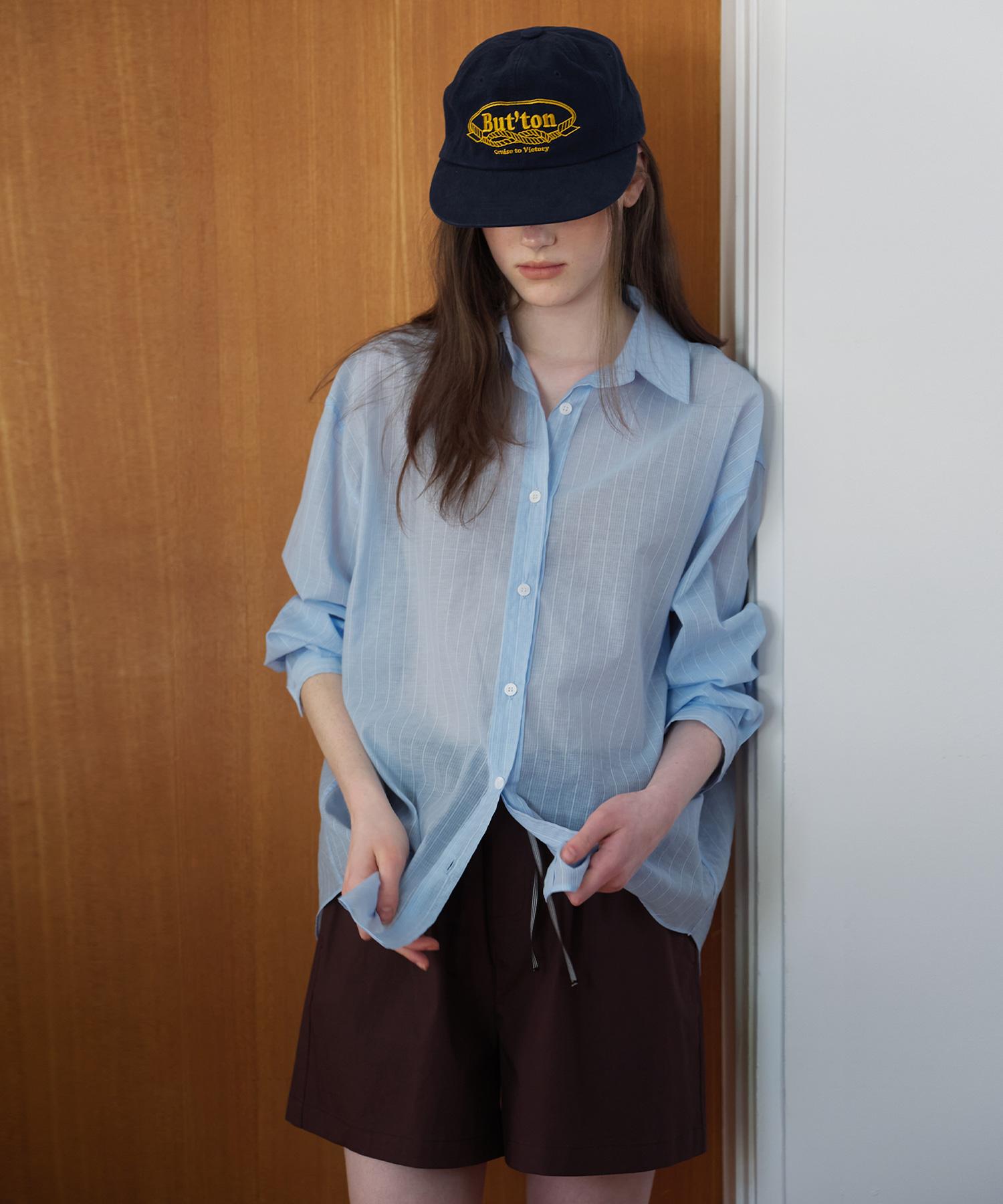Button Summer Overfit Shirts (Skyblue) Skyblue