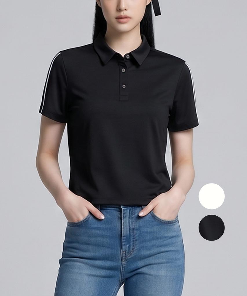 KIM YOUNG JOO GOLF Summer Color Block Collared Women'S Golf Short Sleeve T-Shirt Dqmlts42