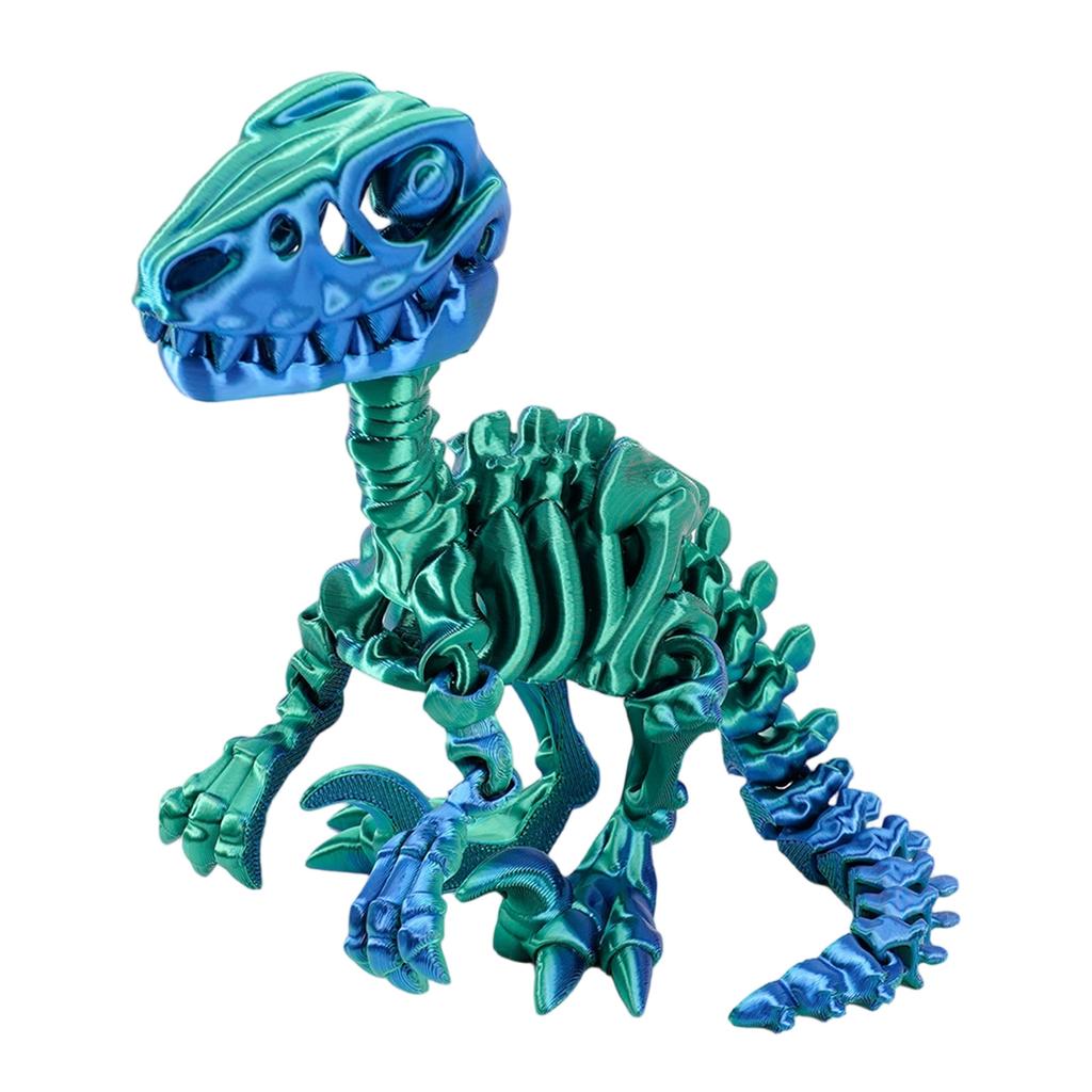 3D Printed Articulated Raptor Skeleton Figurine Dinosaur Bones Poseable ModelToy For Home Office Decors and Collector