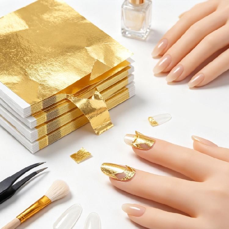 Paper Craft Leafing Sheets Set for Journaling and Home Decoration Metallic-Look Squares with Brush and Pickup Tool