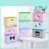 Hello Kitty Kuromi Cinnamoroll Melody Grid Pattern Foldable Desktop Storage Box For Makeup And Stationery Organizer