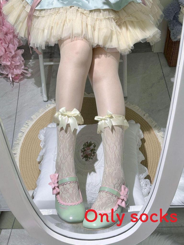 Lolita Summer Sheer Satin Bow Ankle Socks For Women With Breathable Fabrics