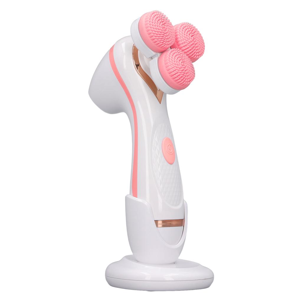 Electric Facial Cleansing Brush 3 Head Massage Facial Exfoliating Silicone Rechargeable Face