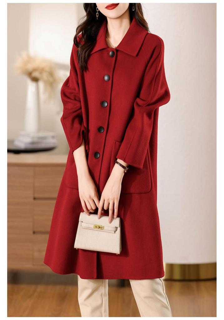 Women's 2025 Double-Faced Wool Coat: Mid-Length Fashion, High-End Style
