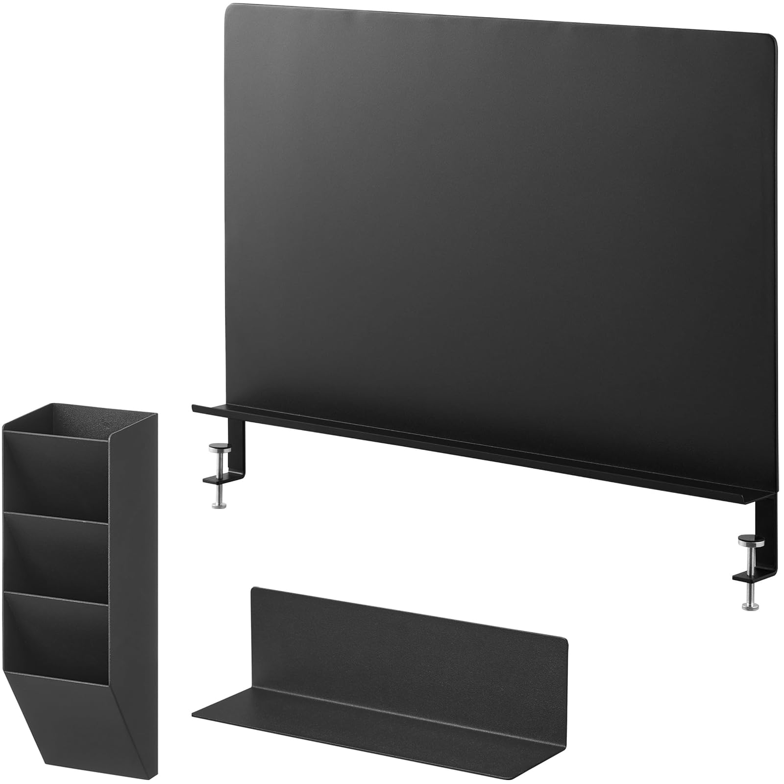 

Yamazaki Tower 3-Piece Set Steel Desk Panel with Side Tray, Magnetic Shelf, and Magnetic Pen Stand, Black, Models 10067, 10095, and 10097