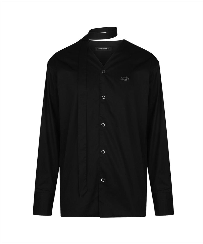 MORE THAN BLACK Logo Cardigan Shirt