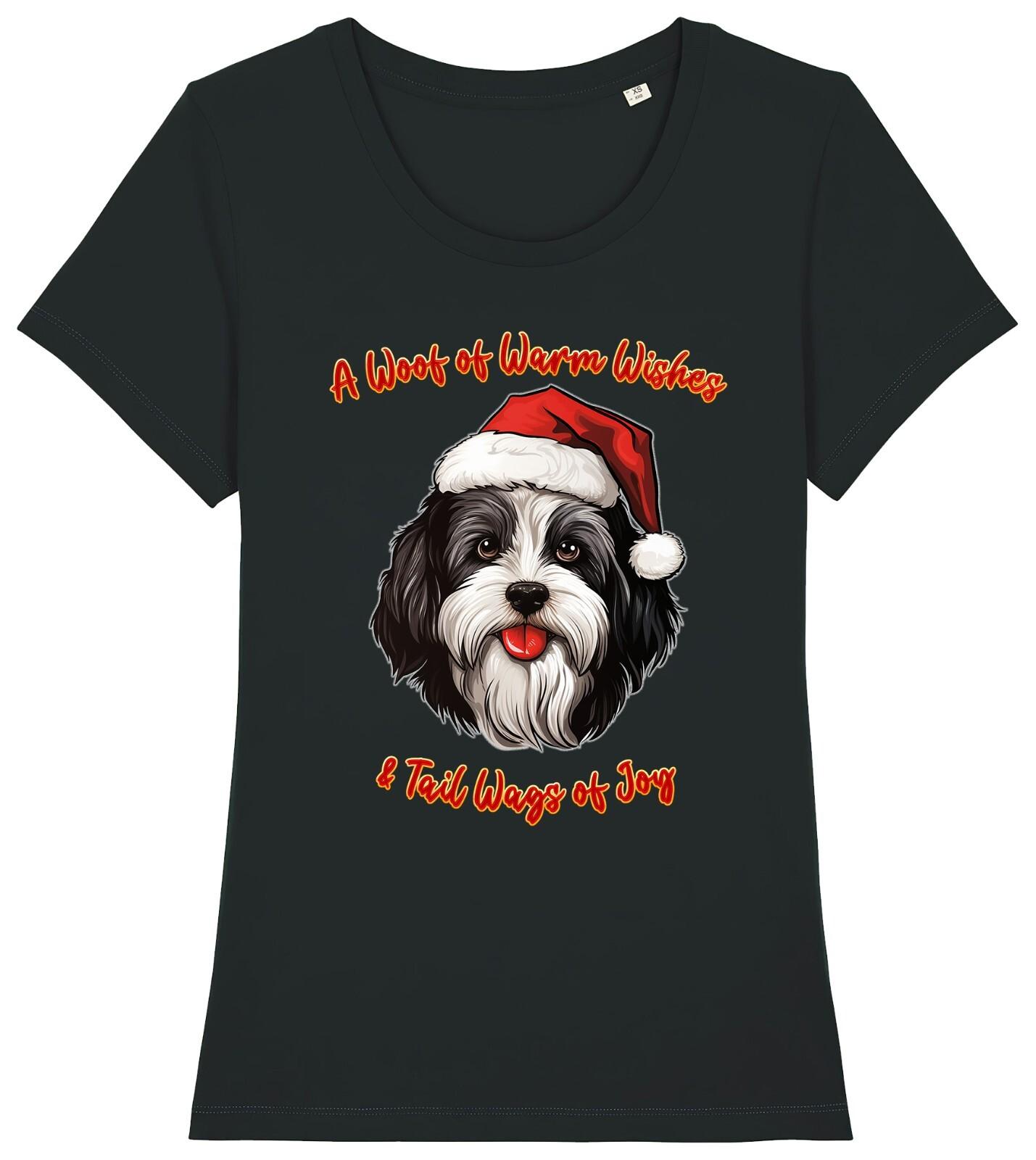 Womens Havanese Christmas T-Shirt Mens Womens Tees Top Santa Hat Dog Woof Wishes Bichon Puppy Tee S