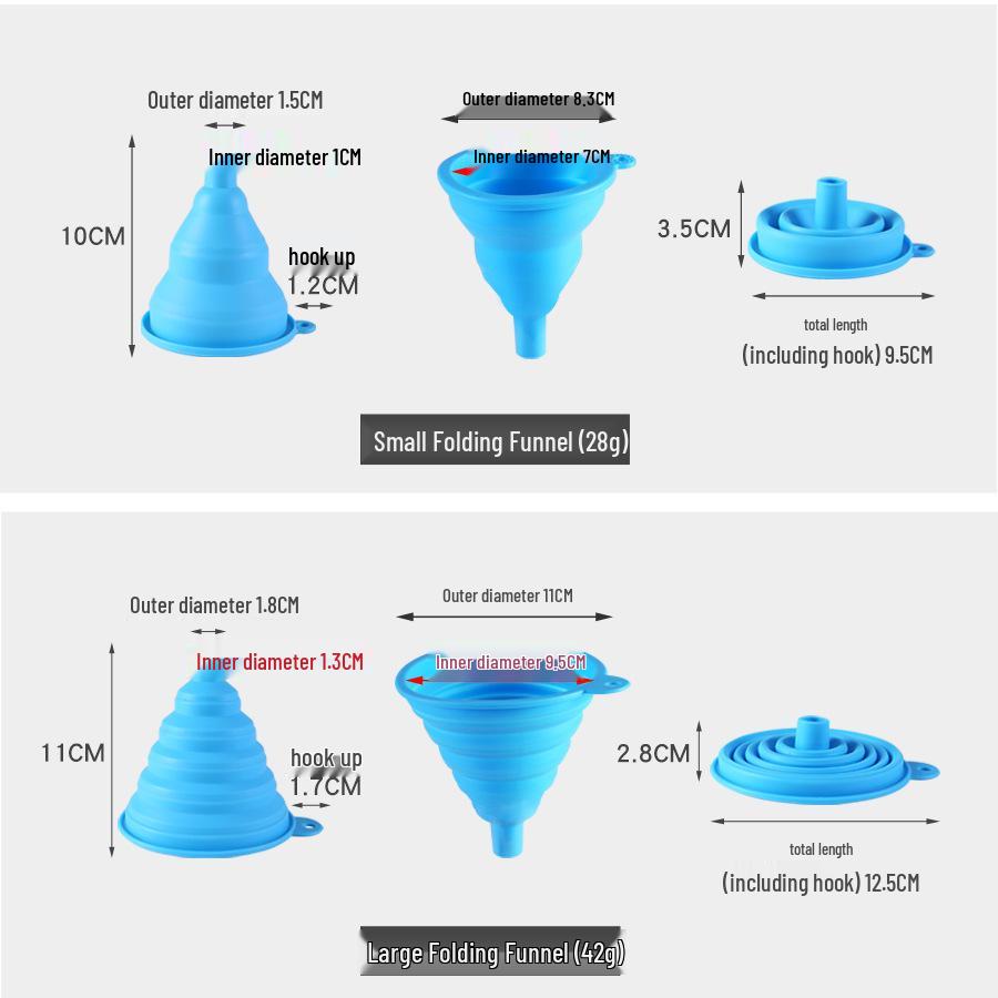 Silicone Foldable Kitchen Funnel - Portable Liquid Dispenser