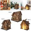 Light up rustic, illuminated Christmas wooden house for home table celebration